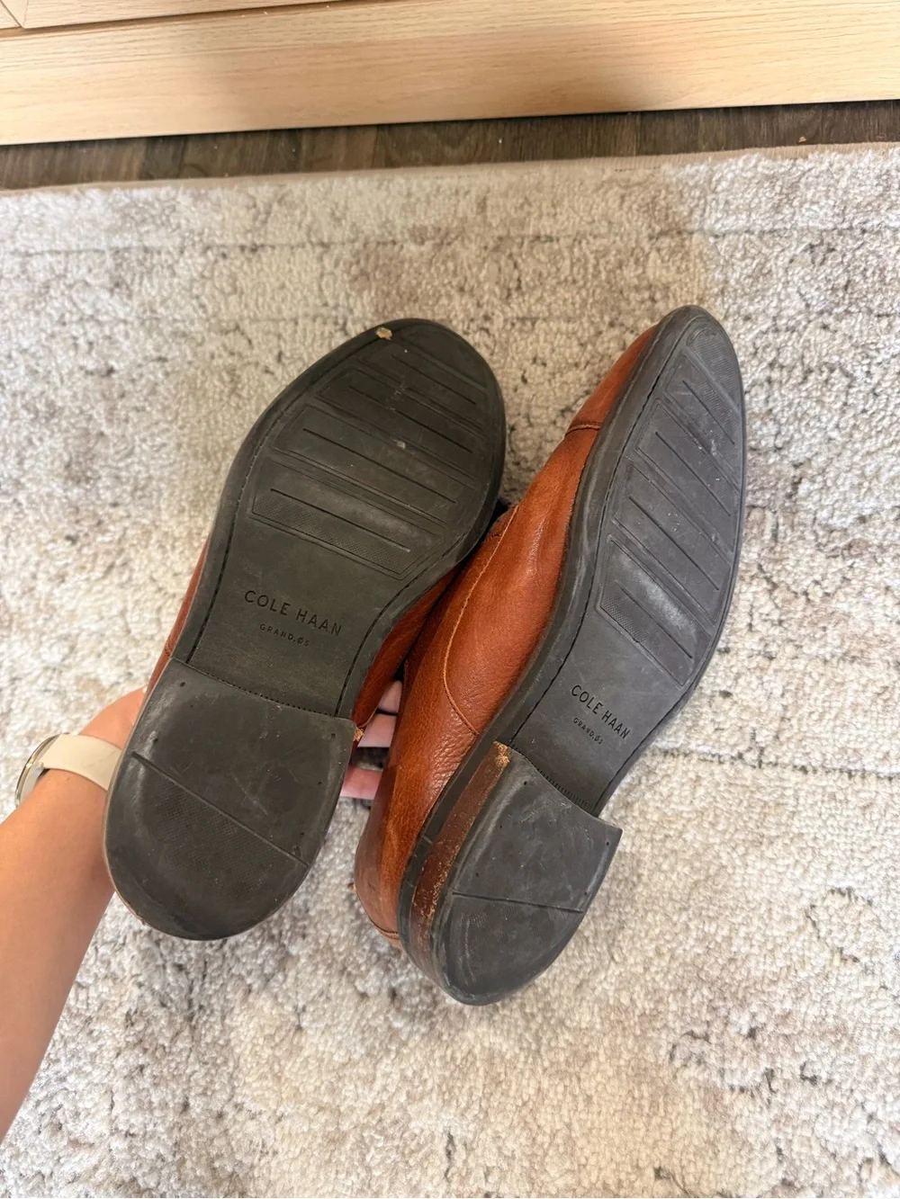 Cole Haan Men’s Brown Leather Oxfords with Black Soles